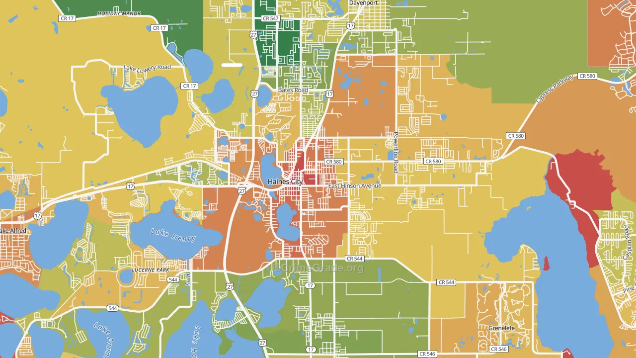 Haines City, FL Map of Burglary Rates