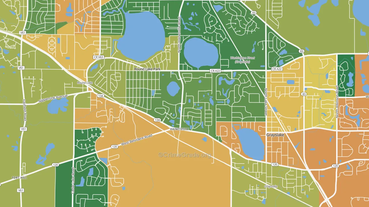 Hainesville, IL Map of Burglary Rates