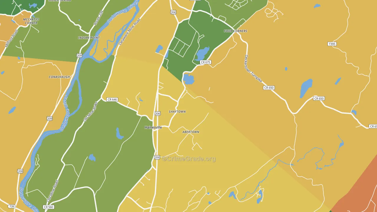 Hainesville, NJ Map of Burglary Rates