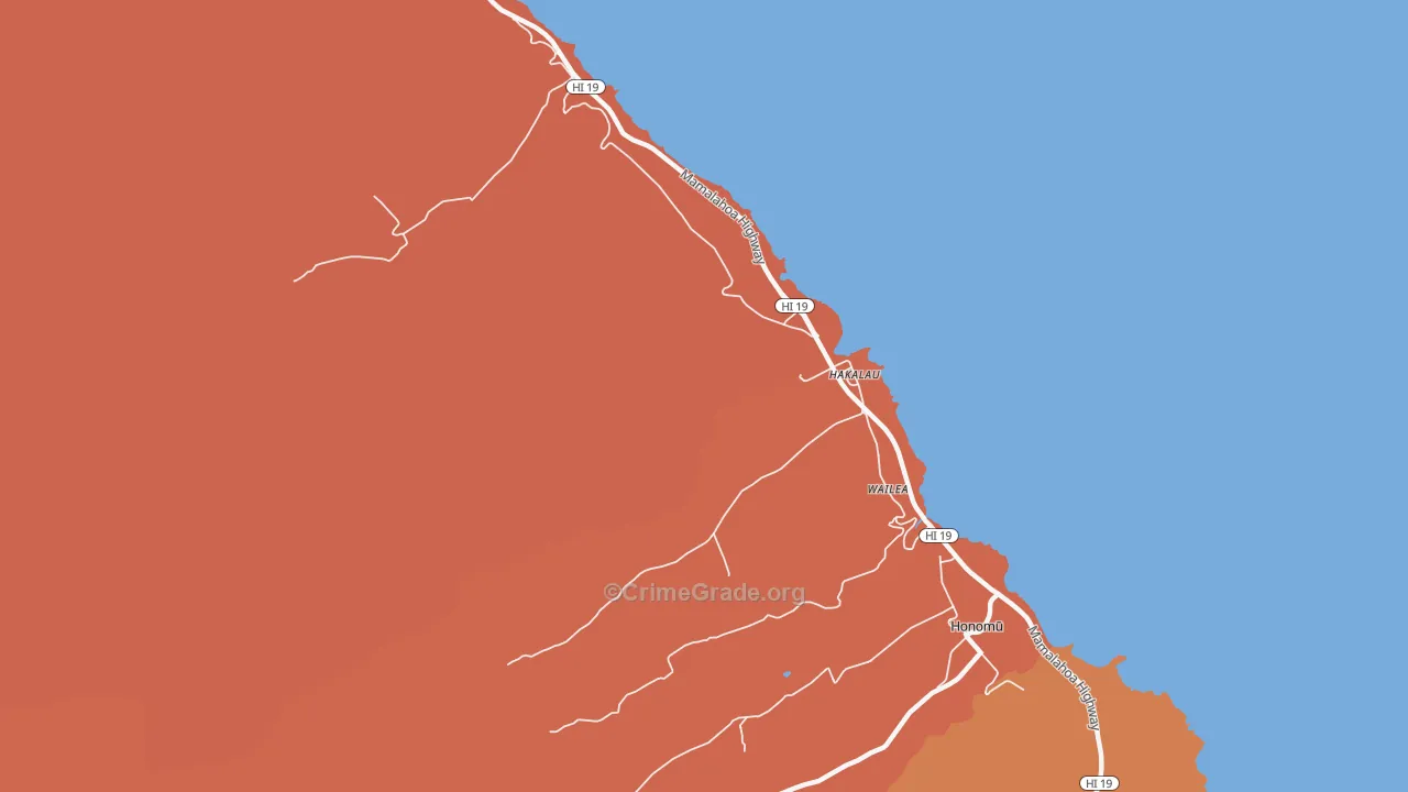 Hakalau, HI Map of Burglary Rates