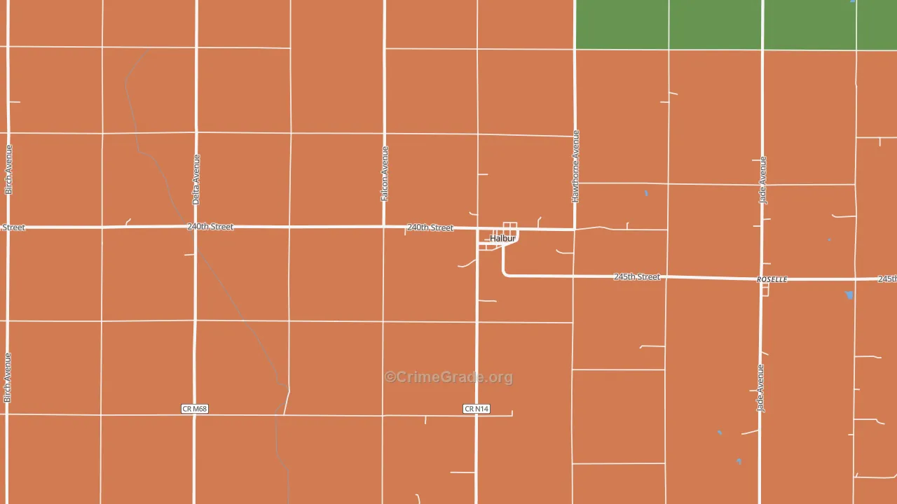 Halbur, IA Map of Burglary Rates