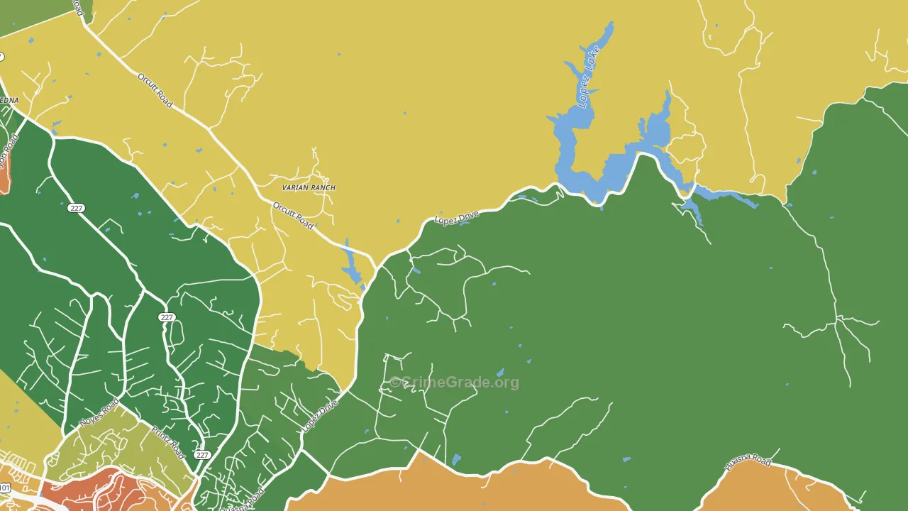 Halcyon, CA Map of Burglary Rates