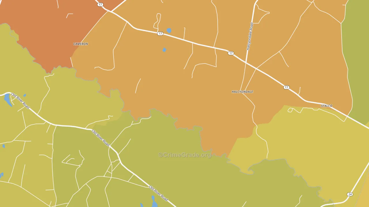 Halcyondale, GA Map of Burglary Rates