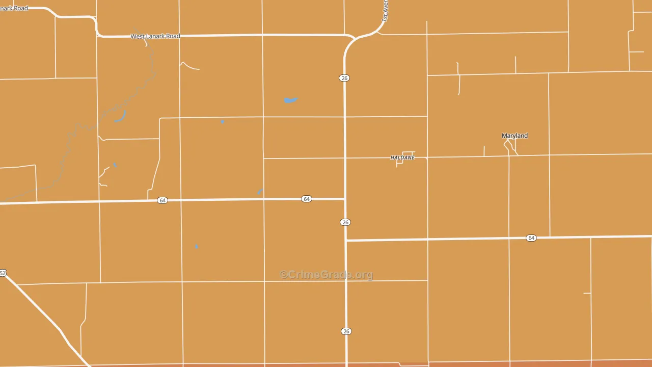 Haldane, IL Map of Burglary Rates