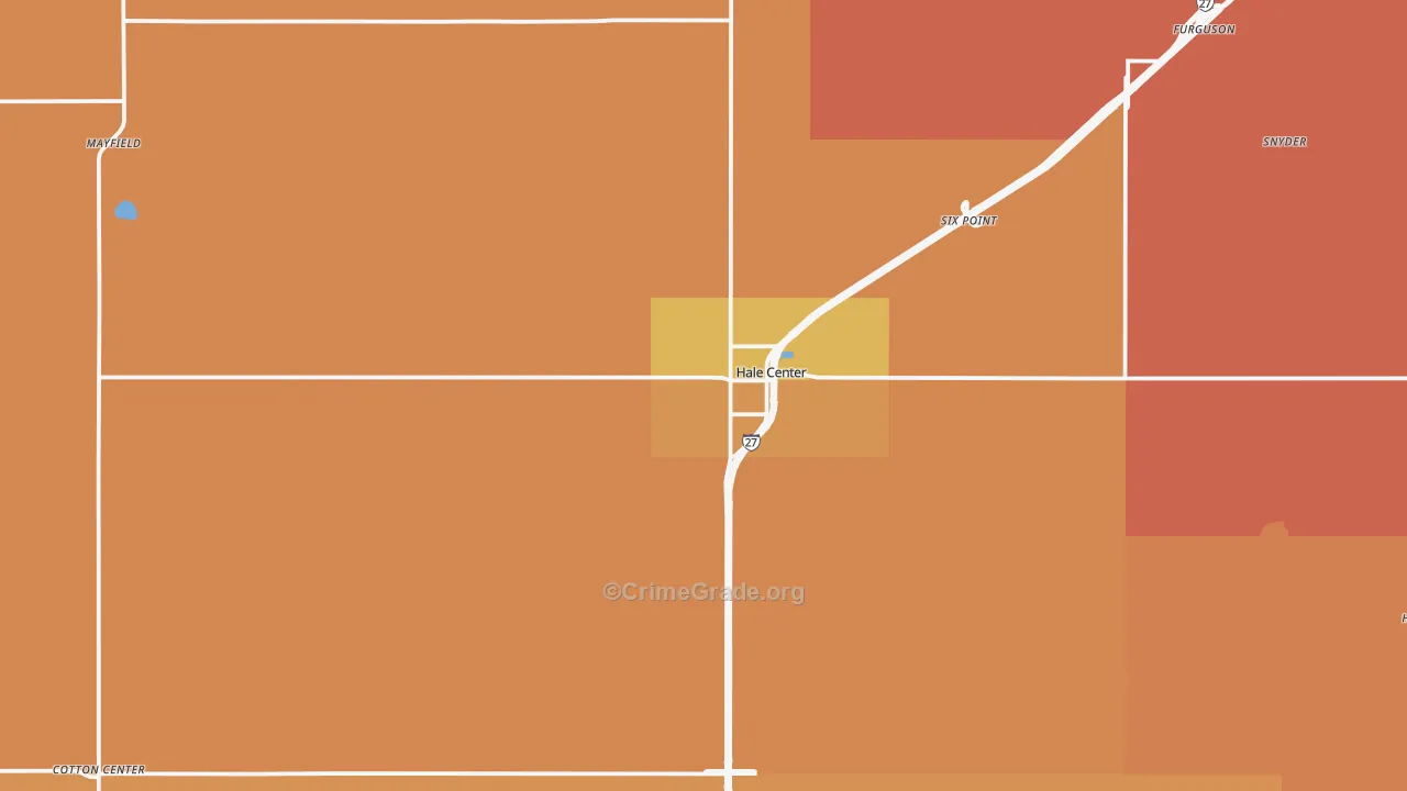 Hale Center, TX Map of Burglary Rates