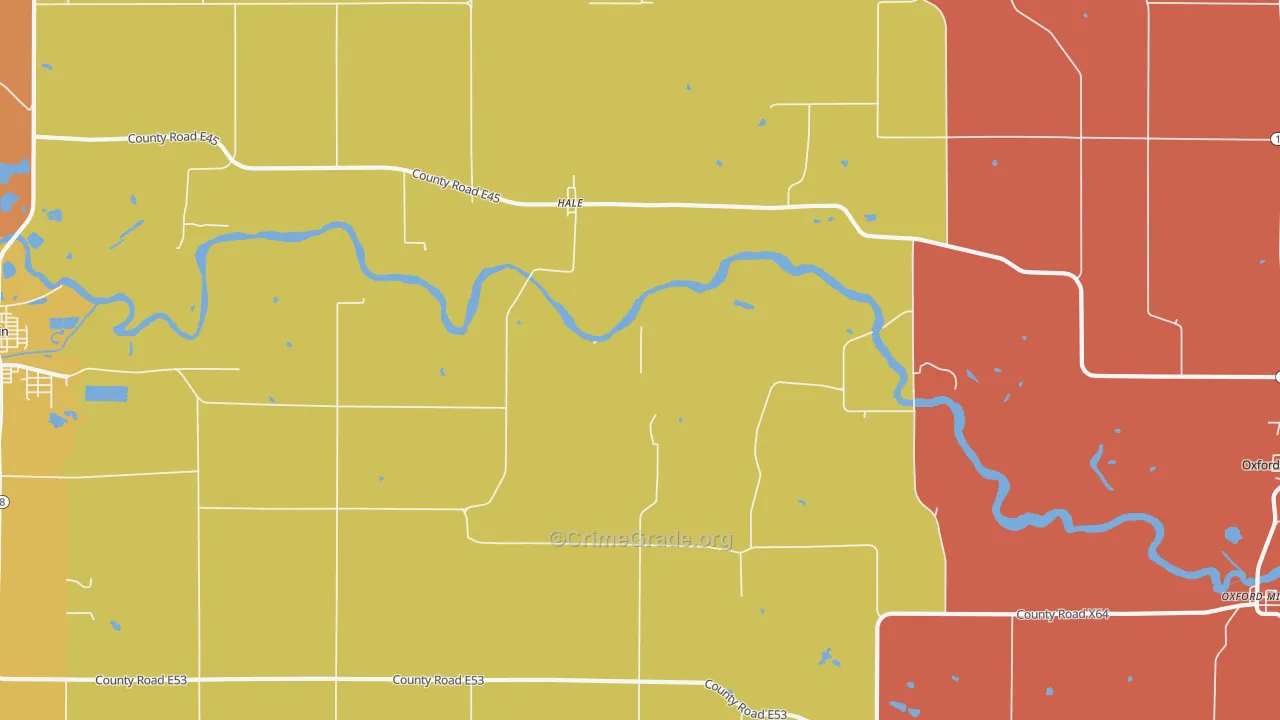 Hale, IA Map of Burglary Rates
