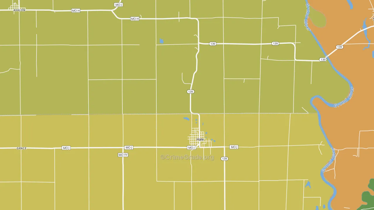 Hale, MO Map of Burglary Rates
