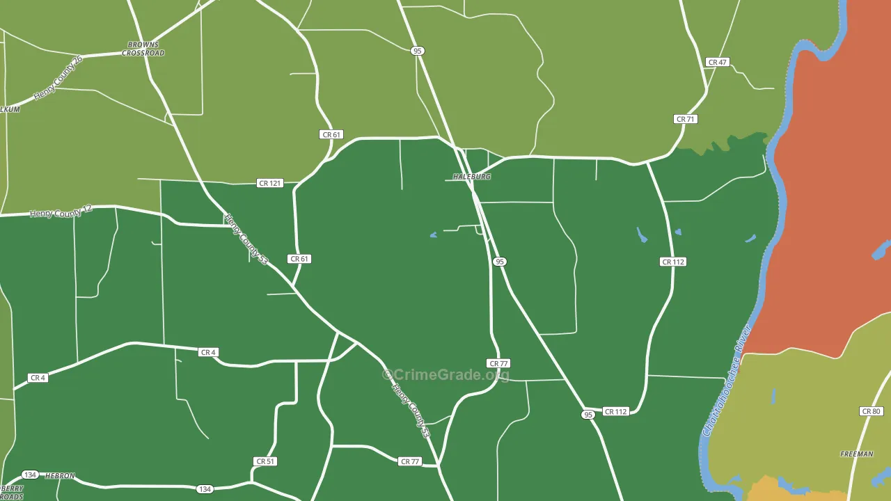 Haleburg, AL Map of Burglary Rates