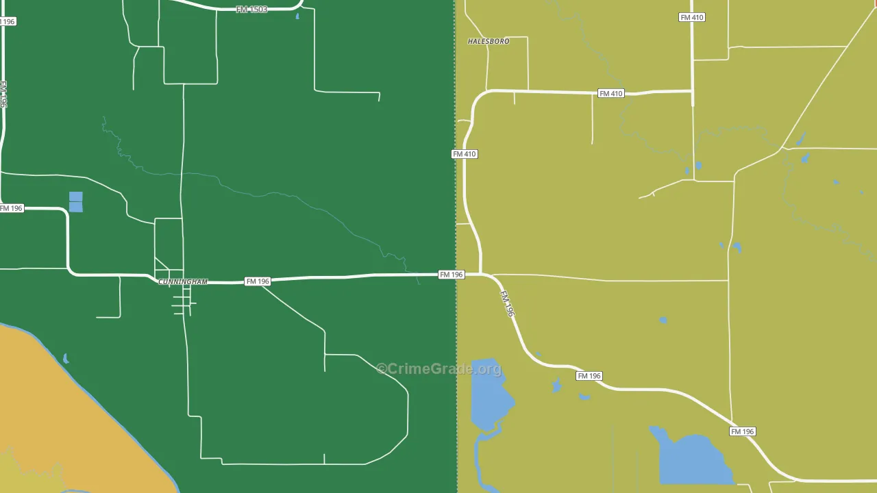 Halesboro, TX Map of Burglary Rates