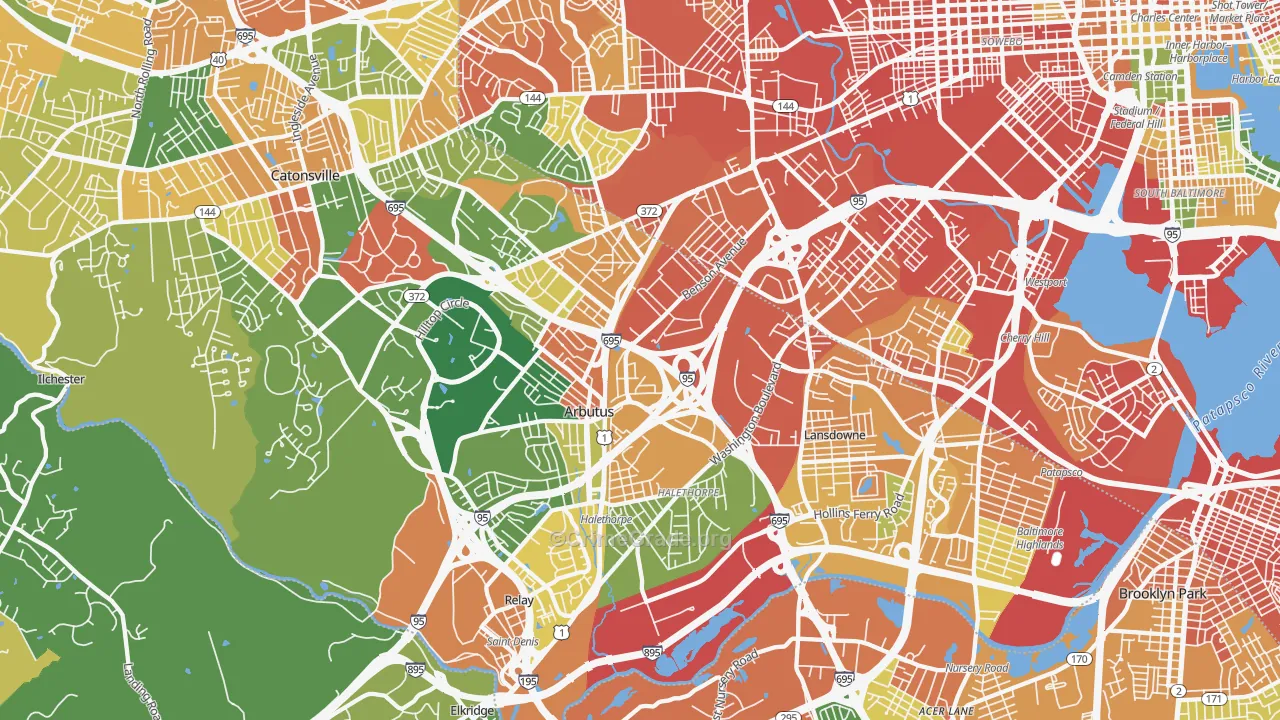 Halethorpe, MD Map of Burglary Rates