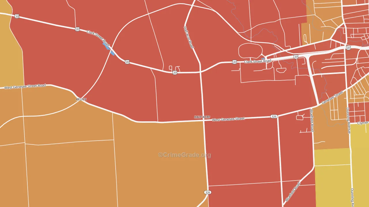 Half Acre, NY Map of Burglary Rates