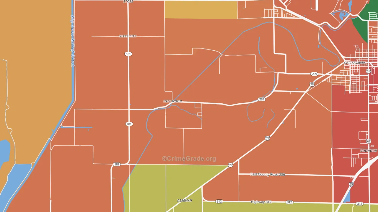 Half Moon, AR Map of Burglary Rates