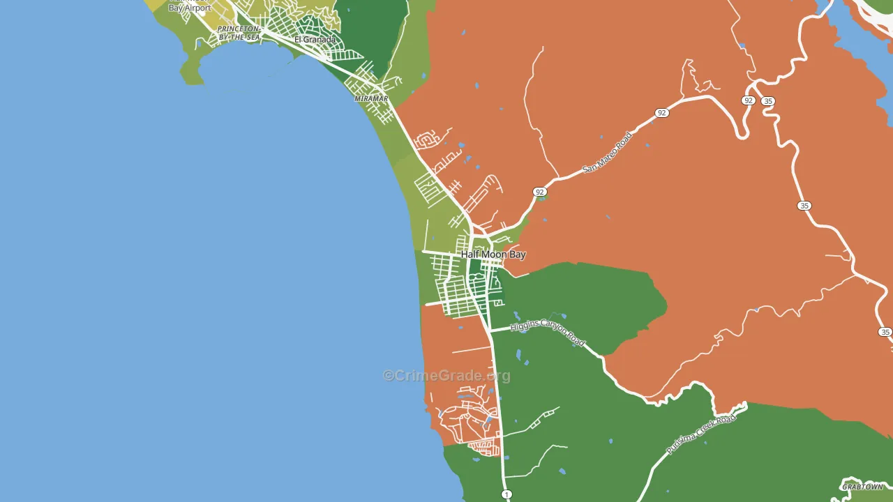 Half Moon Bay, CA Map of Burglary Rates