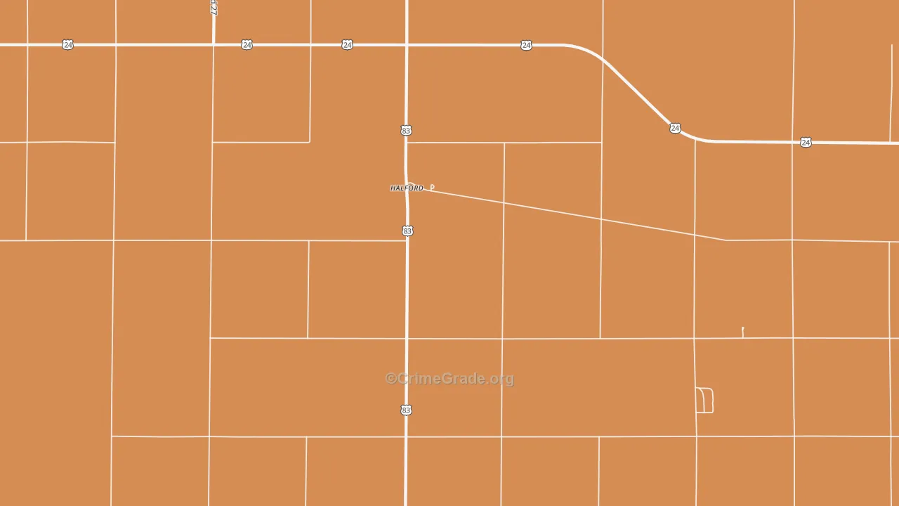 Halford, KS Map of Burglary Rates