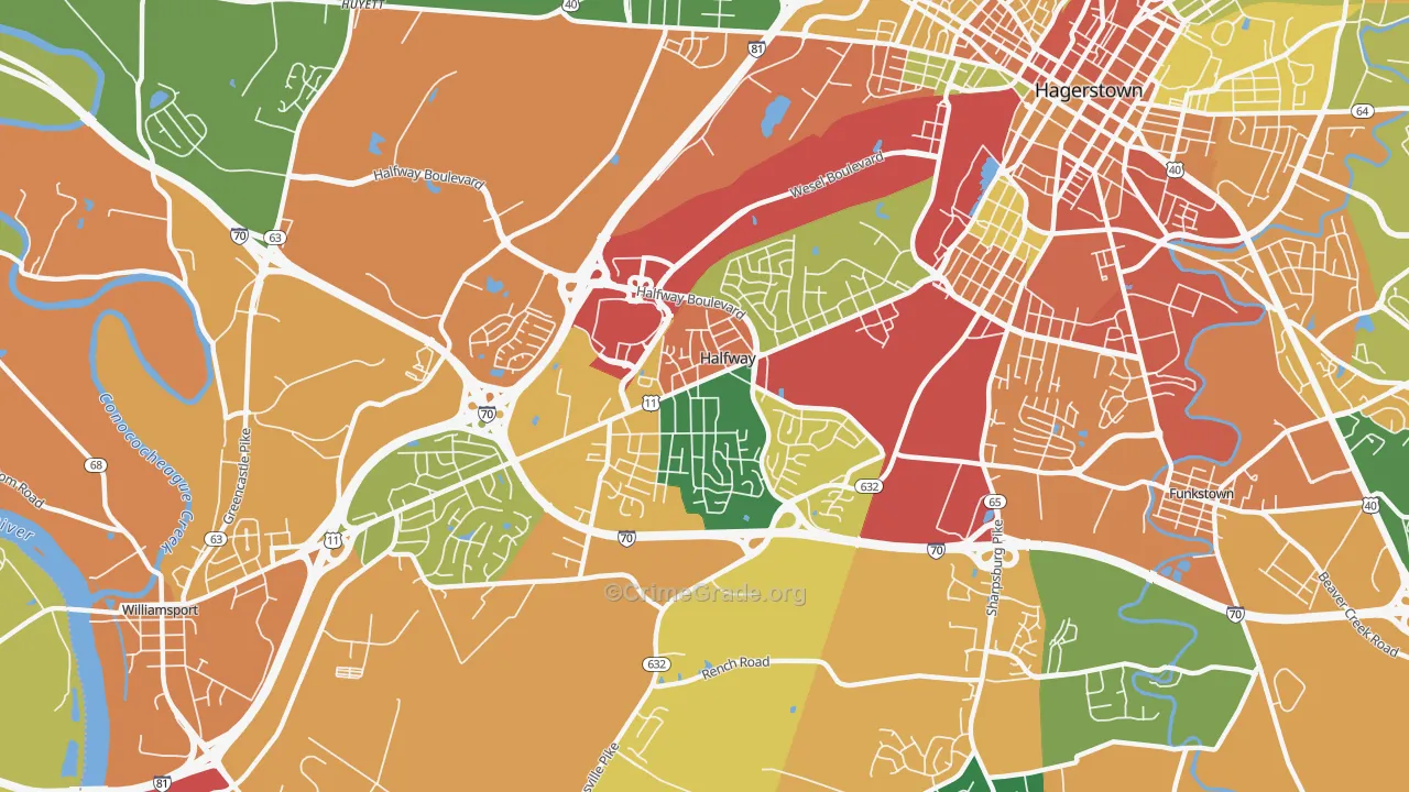 Halfway, MD Map of Burglary Rates