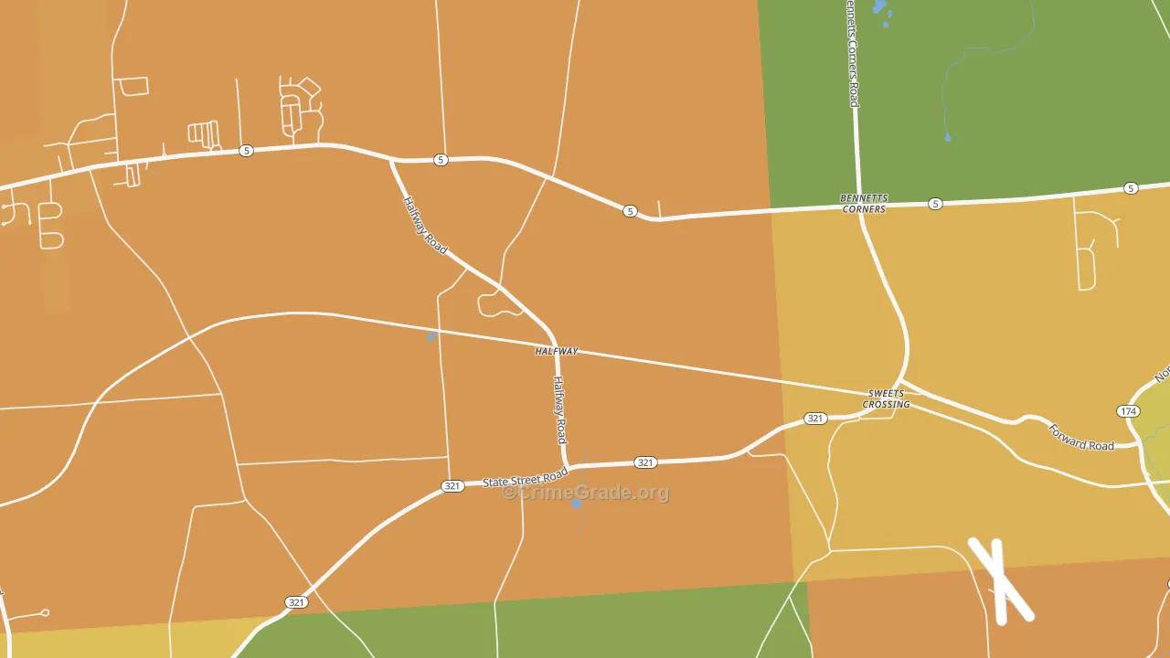 Halfway, NY Map of Burglary Rates