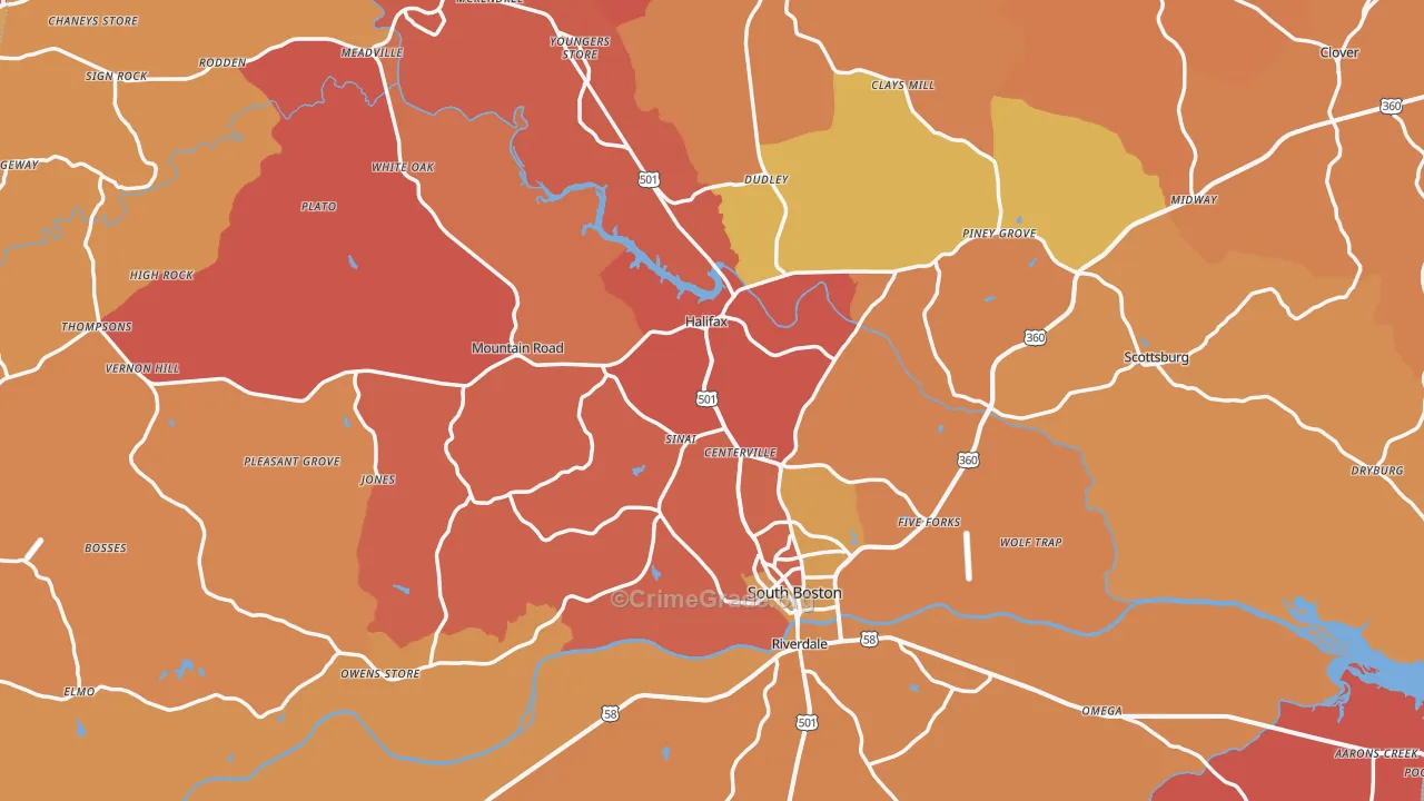 Halifax County, VA Map of Burglary Rates