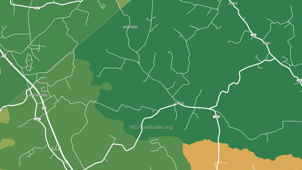 Halifax, KY Map of Burglary Rates
