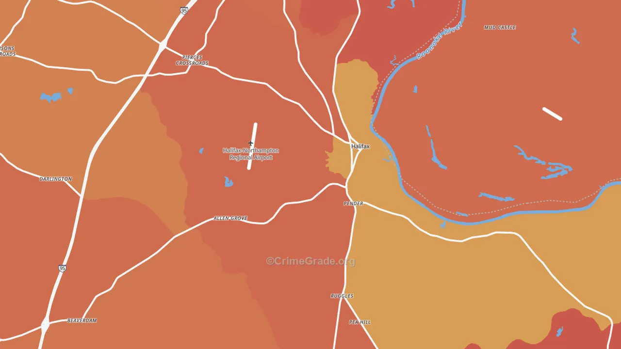 Halifax, NC Map of Burglary Rates