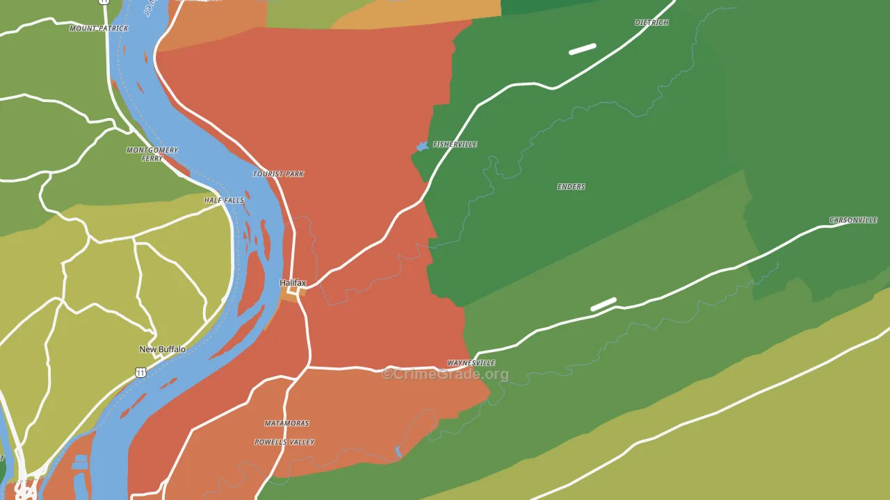 Halifax, PA Map of Burglary Rates