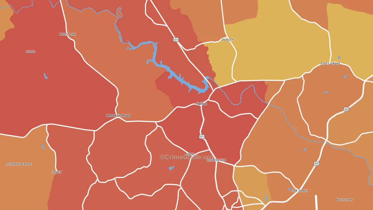 Halifax, VA Map of Burglary Rates