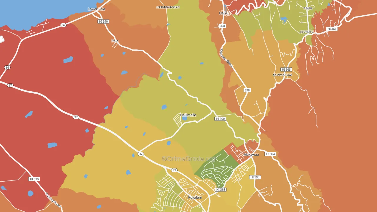 Haliimaile, HI Map of Burglary Rates