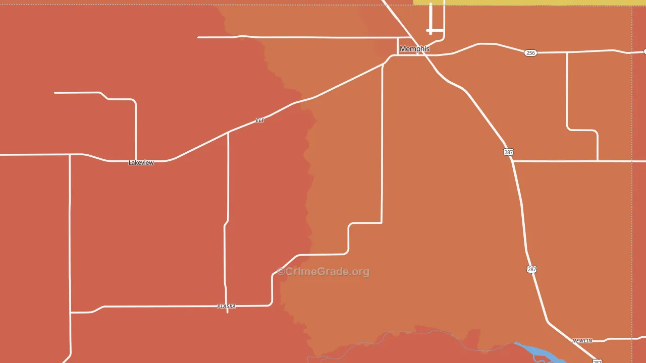 Hall County, TX Map of Burglary Rates