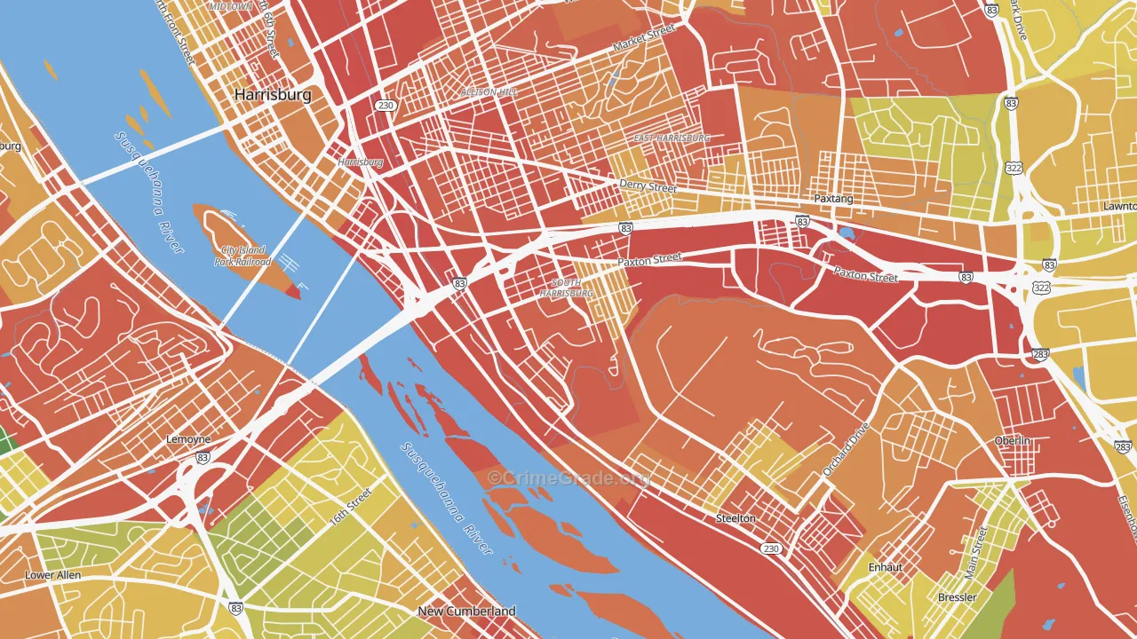 Hall Manor, Harrisburg, PA Map of Burglary Rates