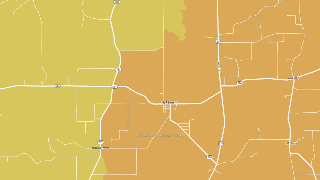 Hall Summit, LA Map of Burglary Rates