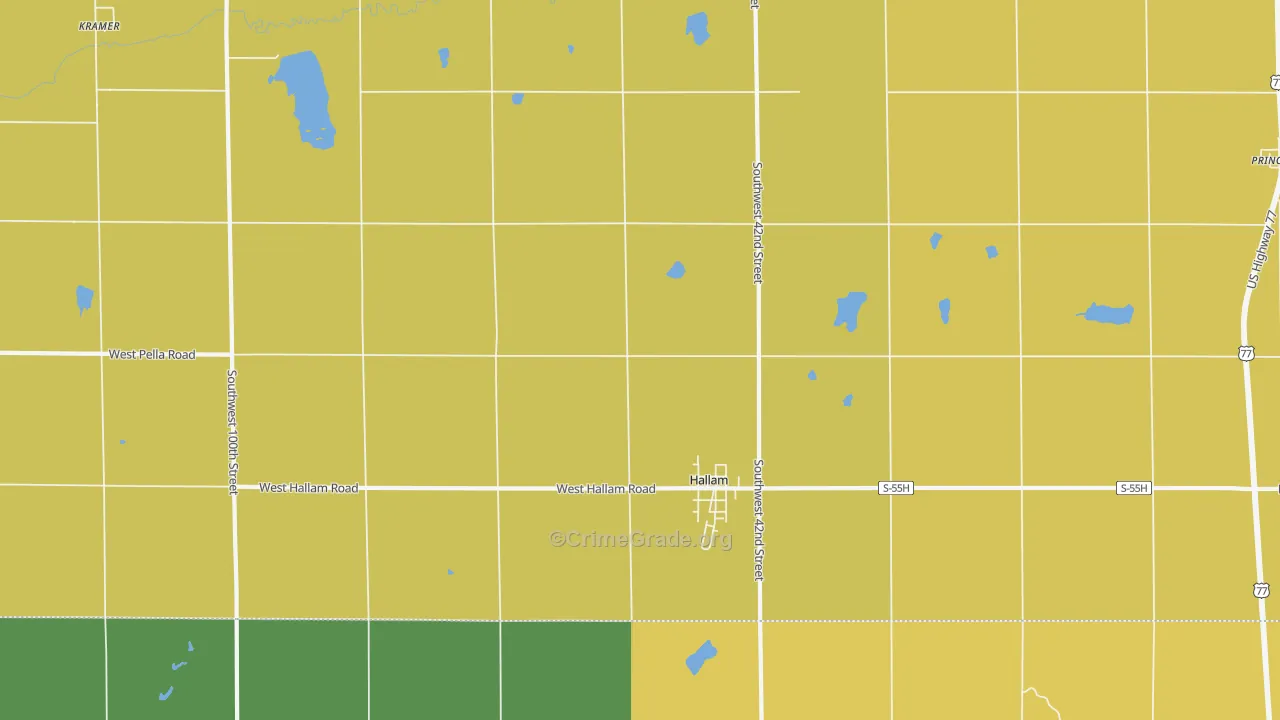 Hallam, NE Map of Burglary Rates