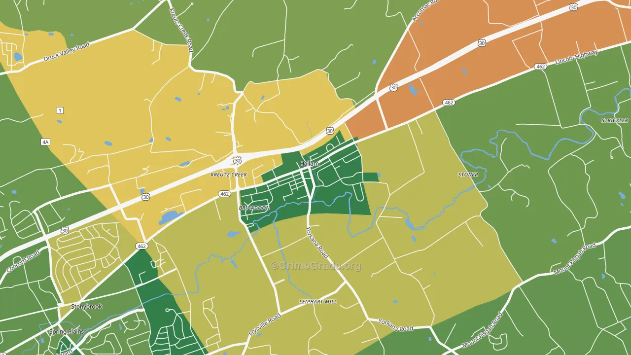 Hallam, PA Map of Burglary Rates