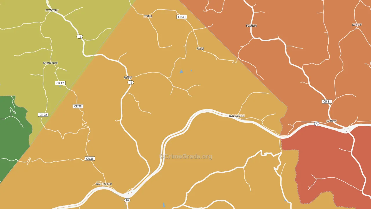 Hallburg, WV Map of Burglary Rates
