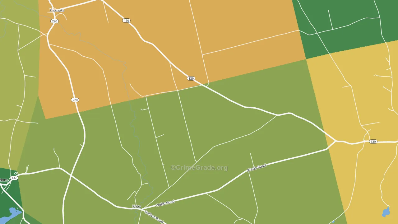 Halldale, ME Map of Burglary Rates