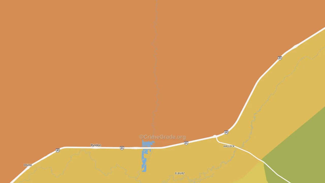 Halleck, NV Map of Burglary Rates