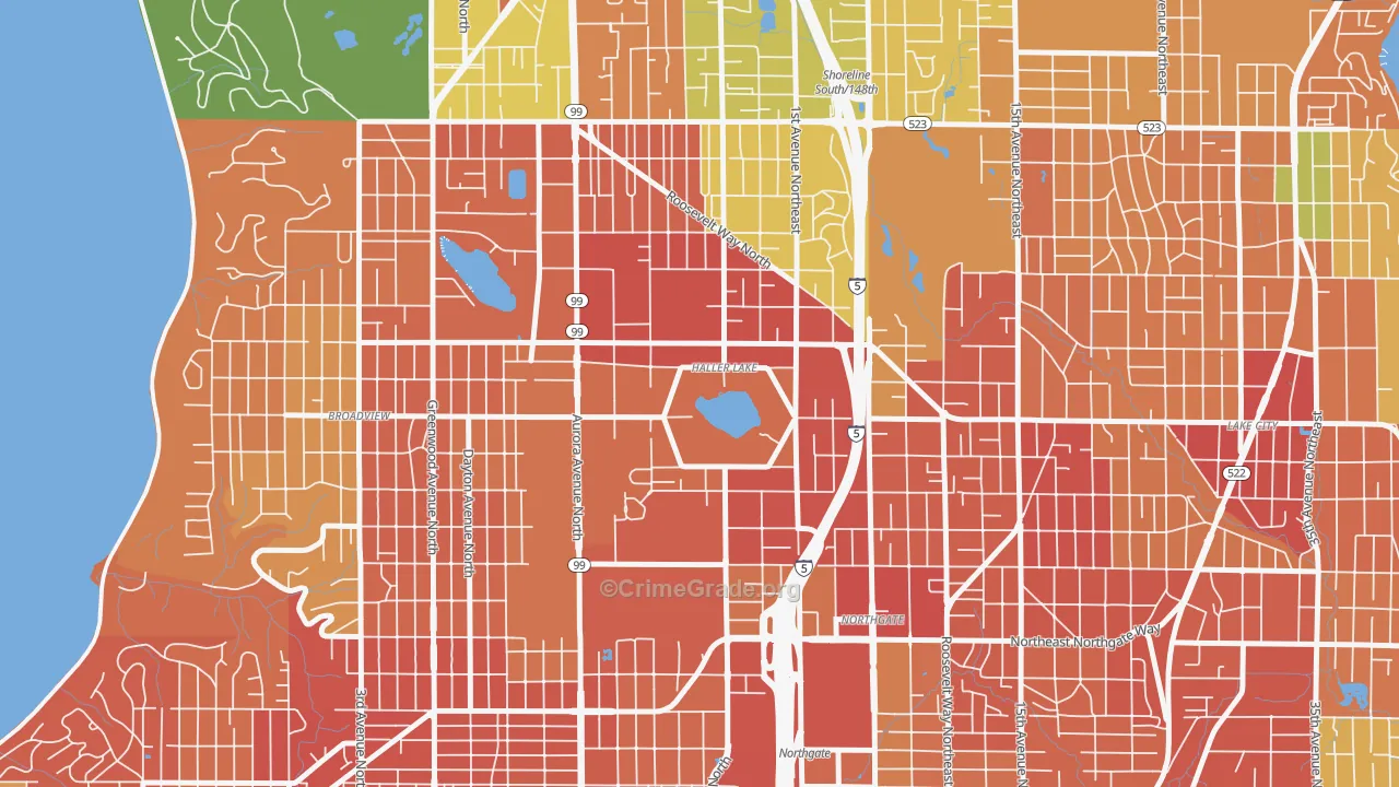 Haller Lake, Seattle, WA Map of Burglary Rates