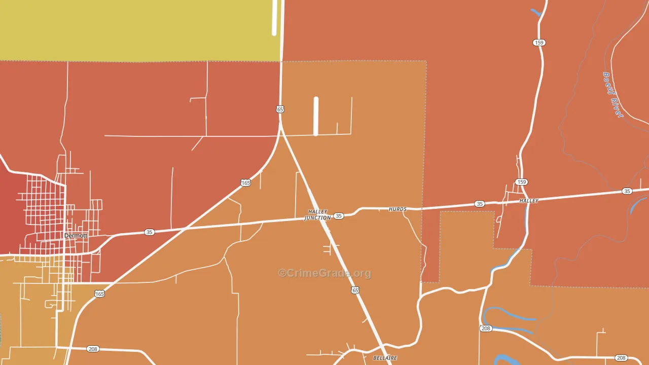 Halley Junction, AR Map of Burglary Rates