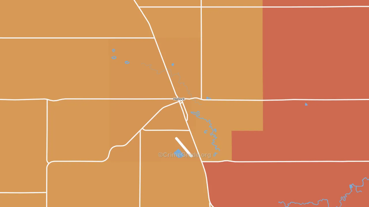 Hallock, MN Map of Burglary Rates