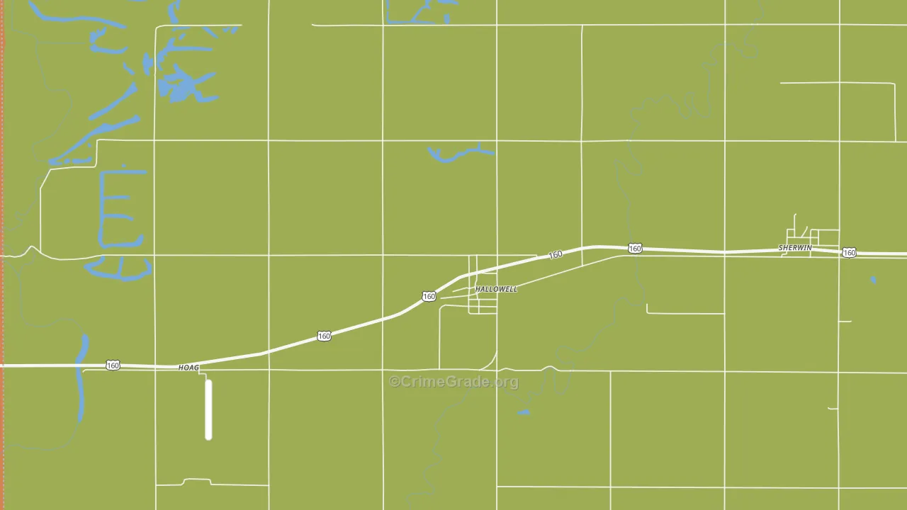 Hallowell, KS Map of Burglary Rates