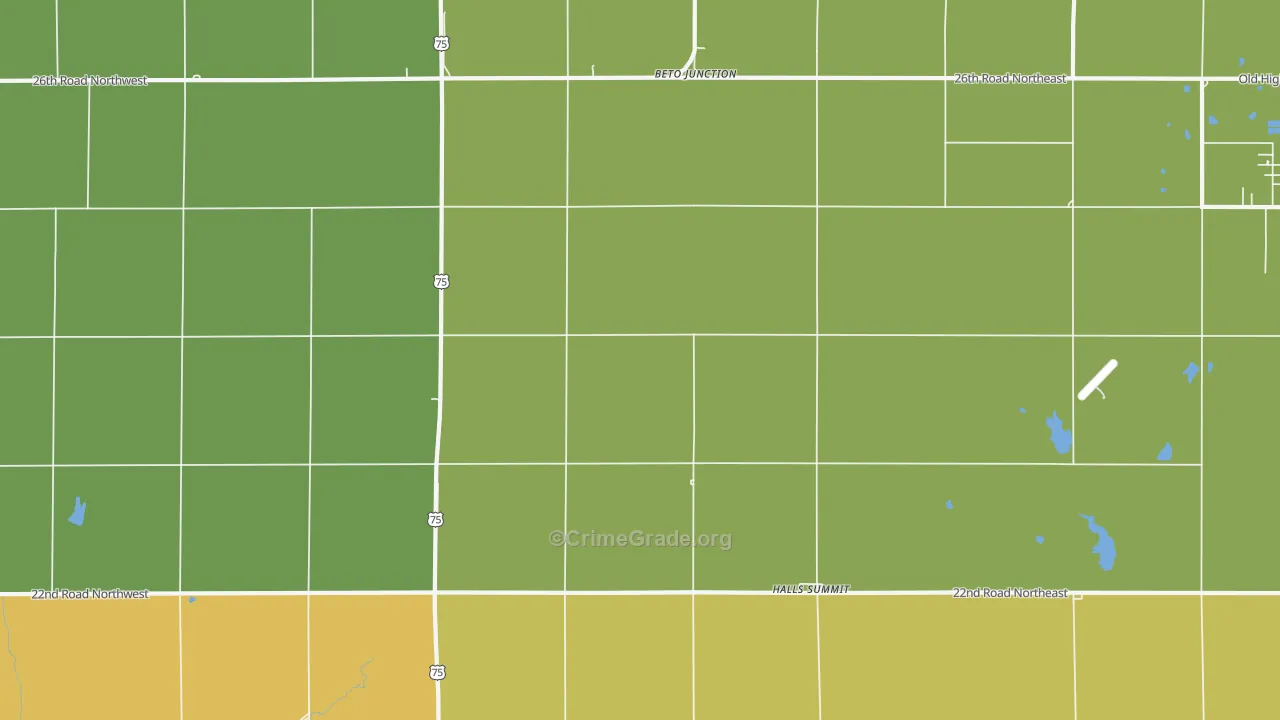Halls Summit, KS Map of Burglary Rates