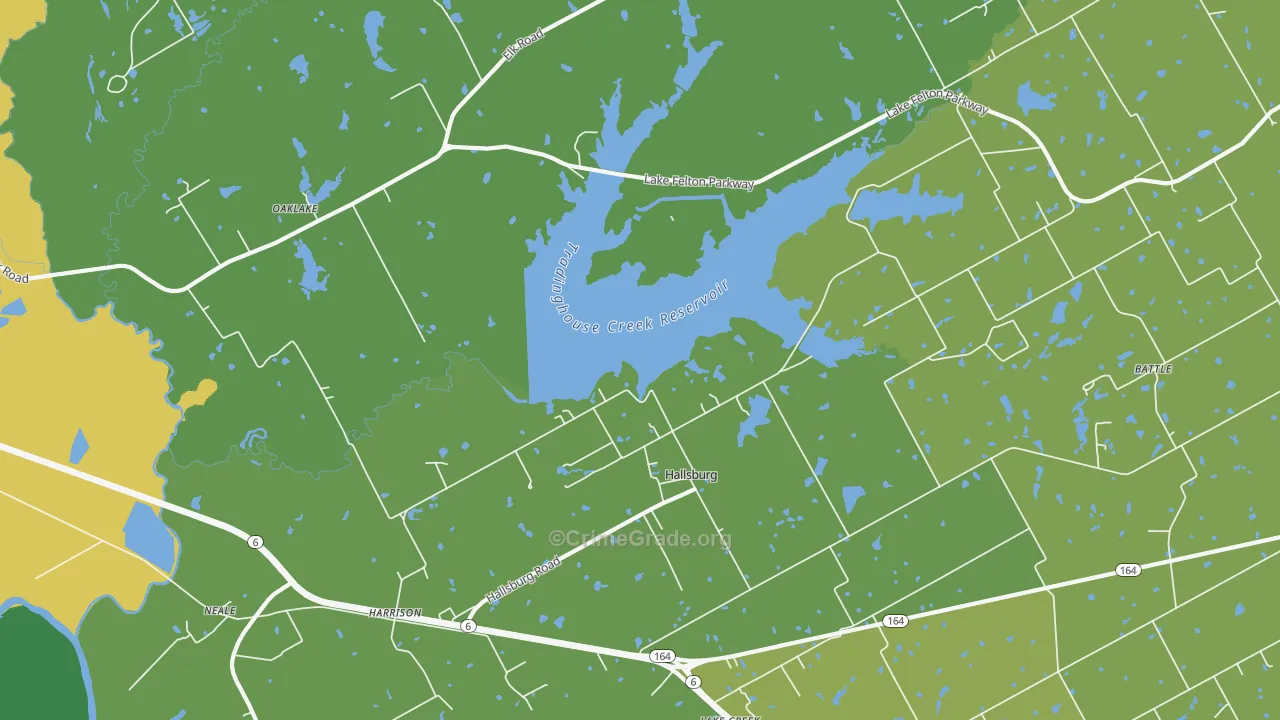 Hallsburg, TX Map of Burglary Rates