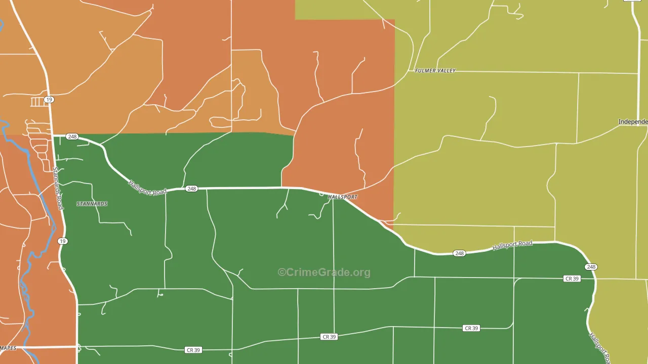 Hallsport, NY Map of Burglary Rates