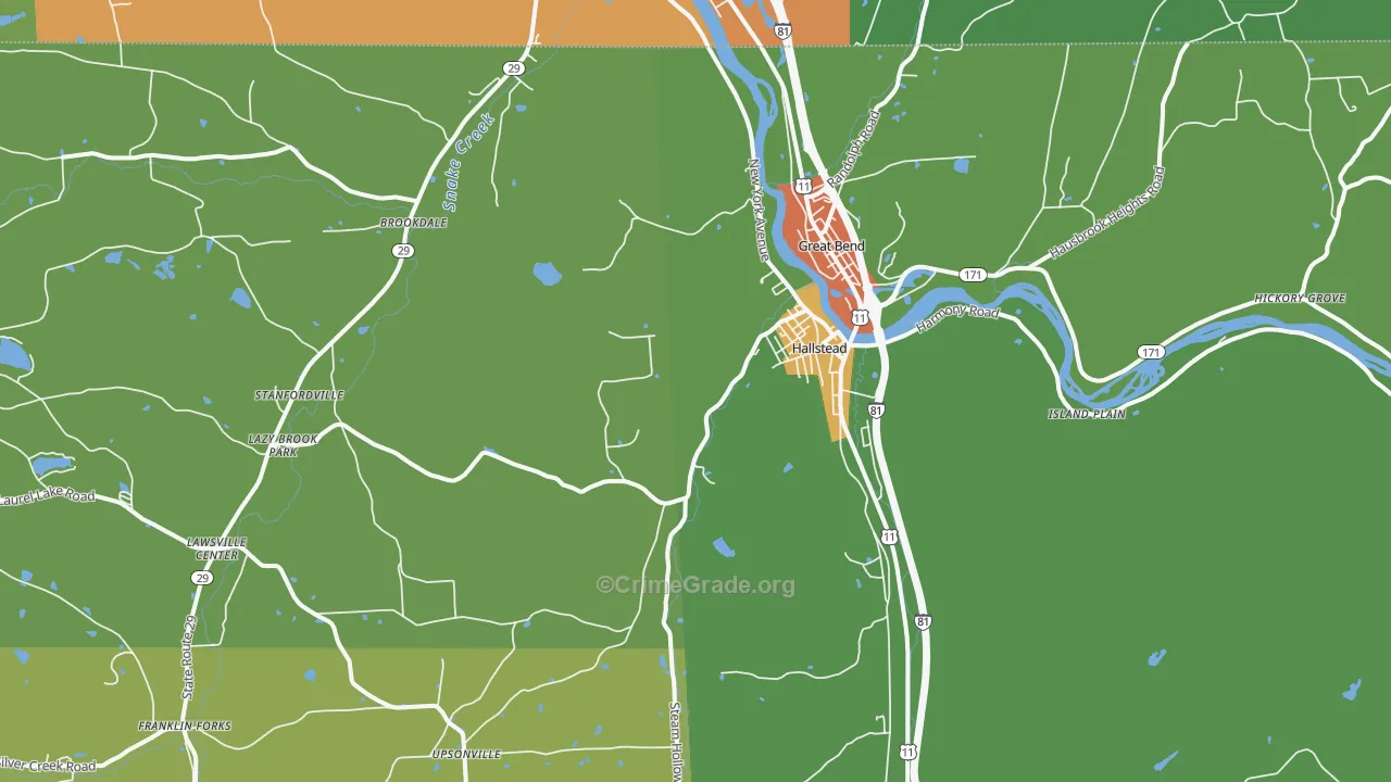 Hallstead, PA Map of Burglary Rates