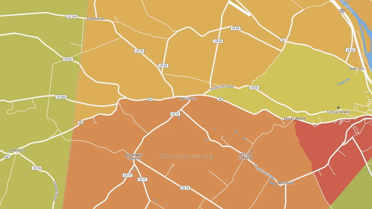 Hallsville, NY Map of Burglary Rates