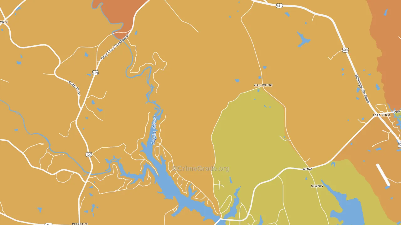 Hallwood, GA Map of Burglary Rates