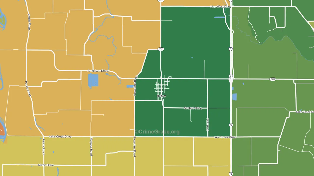 Halsey, OR Map of Burglary Rates