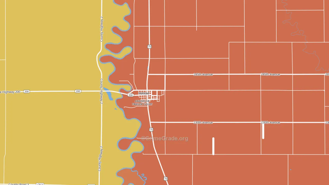 Halstad, MN Map of Burglary Rates