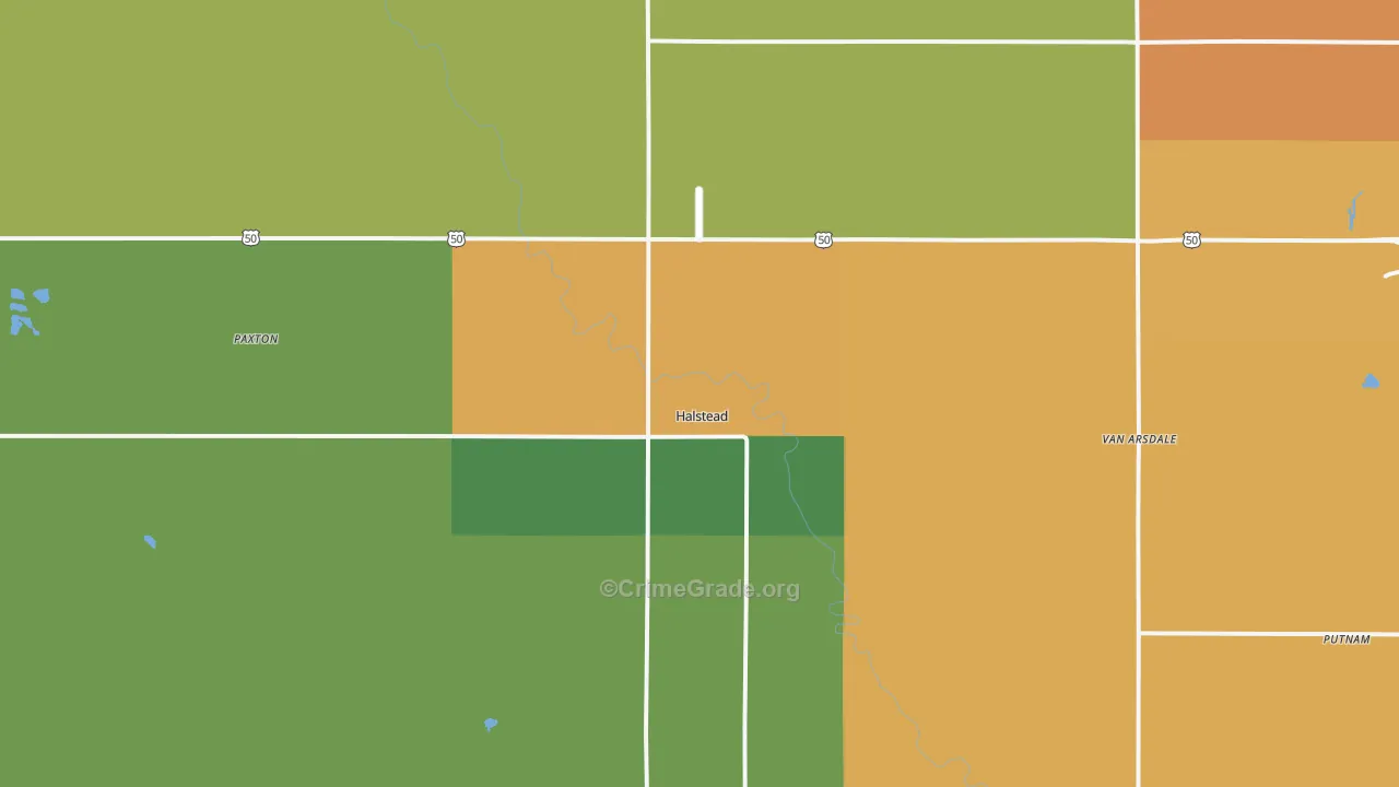 Halstead, KS Map of Burglary Rates
