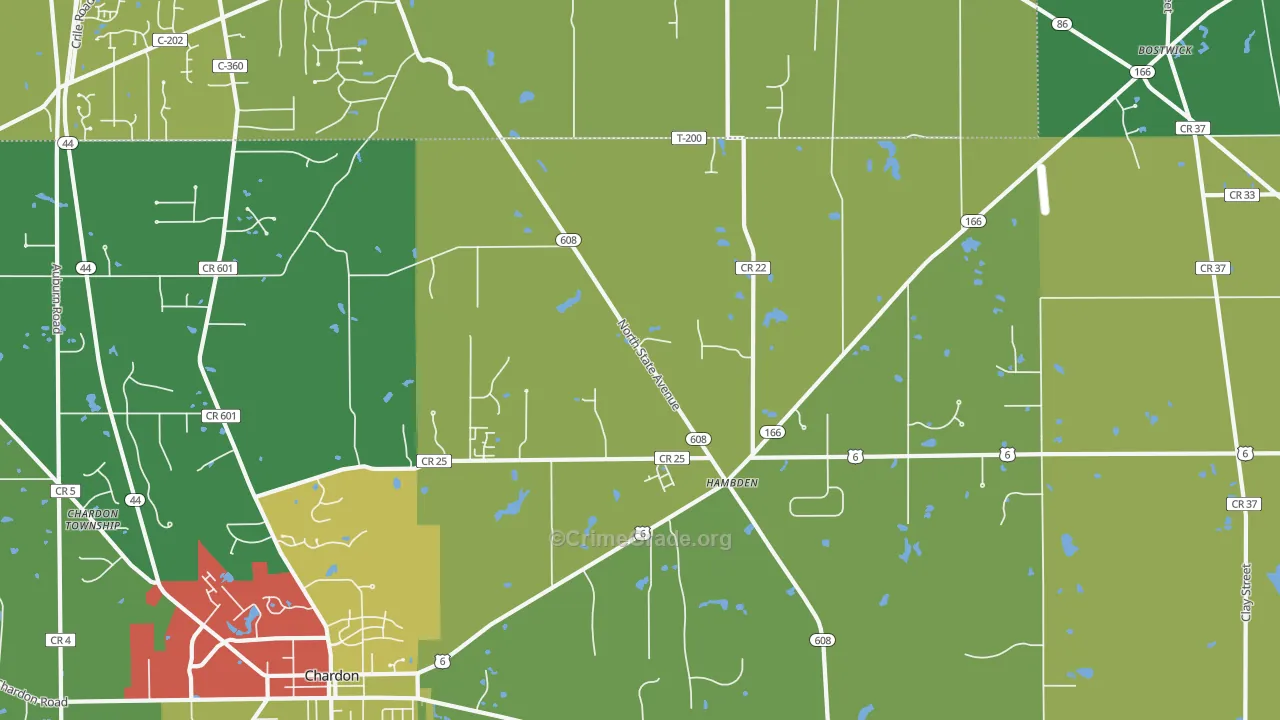 Hambden, OH Map of Burglary Rates