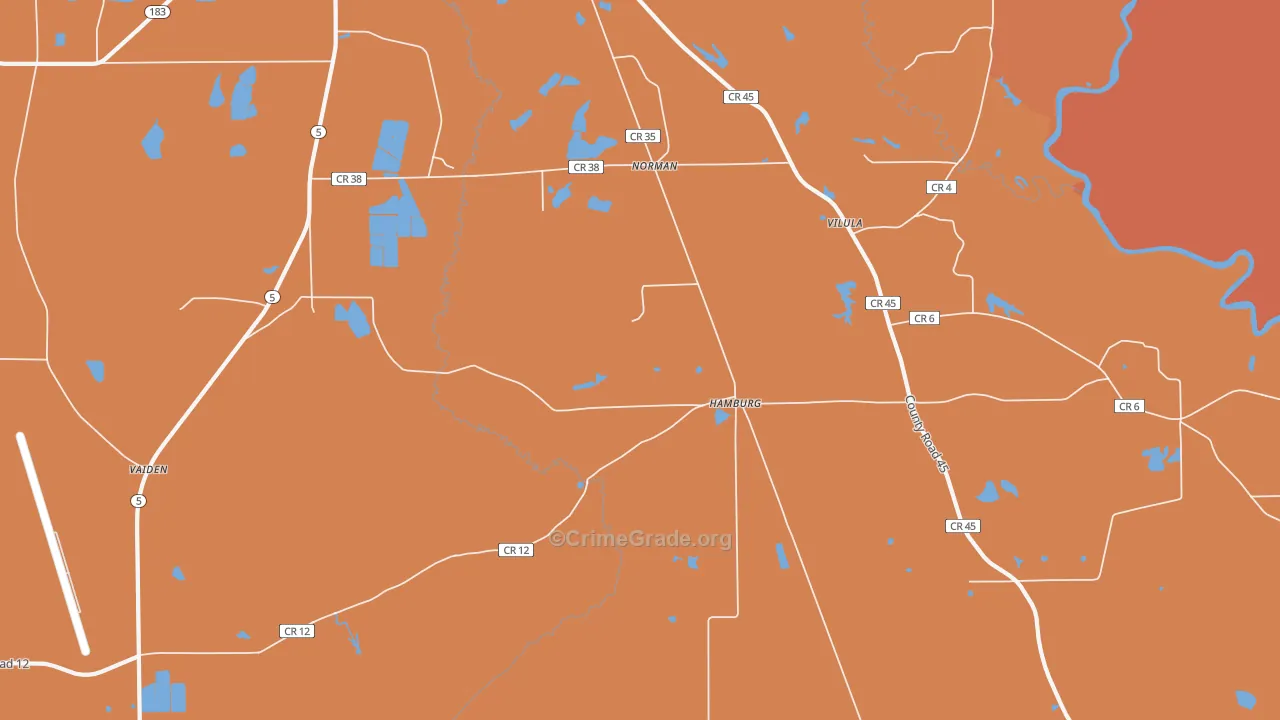 Hamburg, AL Map of Burglary Rates