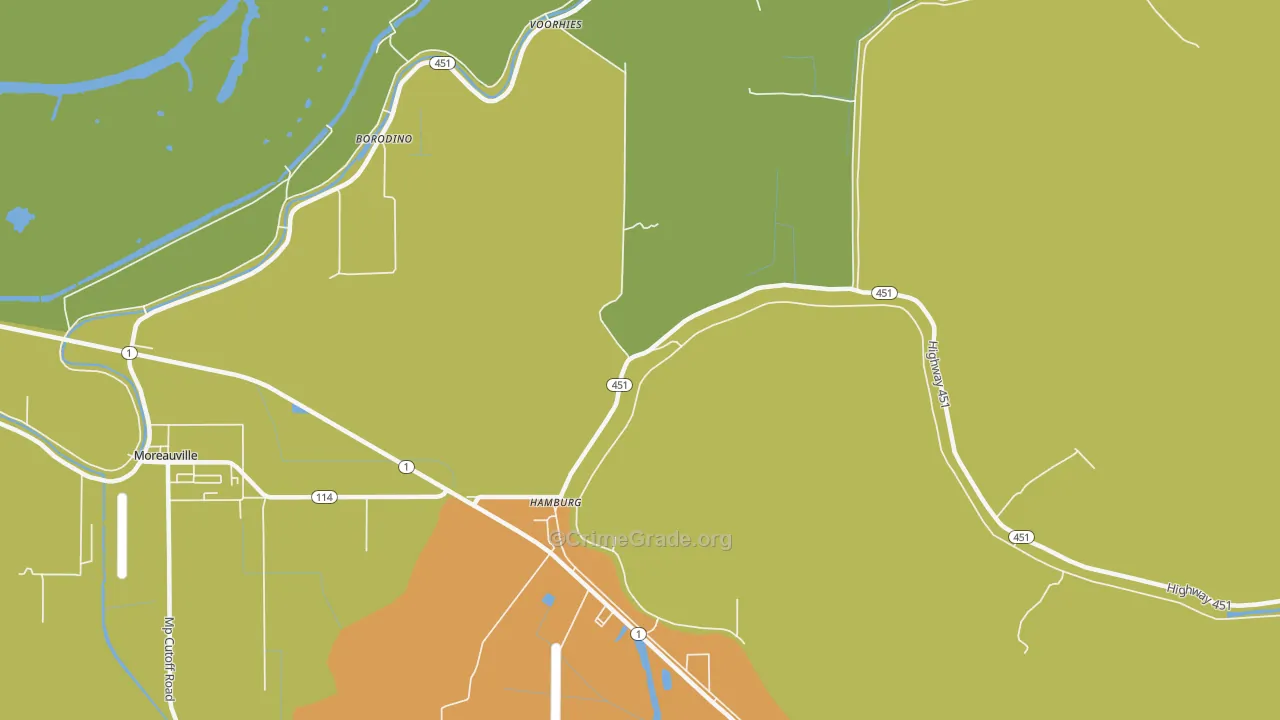 Hamburg, LA Map of Burglary Rates